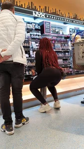 Big black booty in tight black leggings