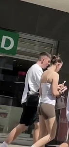 Beautiful girl with an even better ASS in BEIGE SHORTS