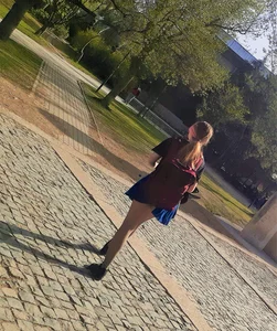 Nice girl in a skirt street photos