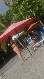 Black bikini on beach