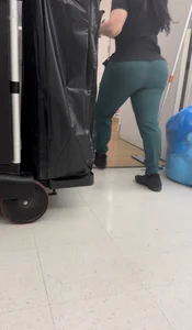 Latina in Tight Green Scrubs (VPL) knew she was recorded! (OC)