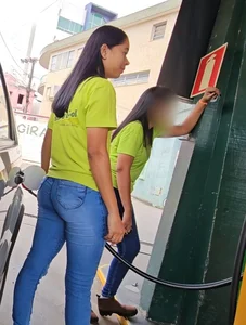 Beautiful gas station attendant