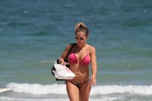 Big collection of various sexy girls on a beach in bikinis