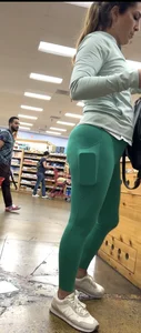Thick milf pawg in bright yoga pants at TJ