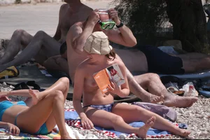 Nude girls on a beach in Hvar, Croatia