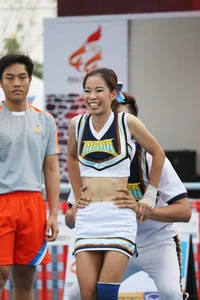 Bunch of athletic Thai cheerleaders at a competition