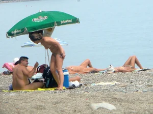 Nude beach and topless girls