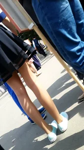 Skinny Legs and a Skirt Street Closeup