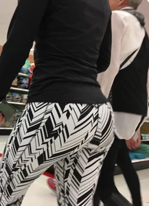 Black and white patterned leggings booty on cute girl at Target