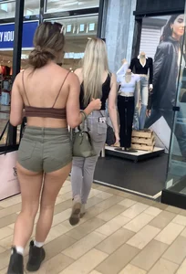 Mall trip 3! Perfect ass in jean shorts