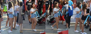 Cute Girl With Hot Legs in Shorts on the Street Rally Candid Photos