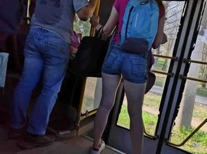 Hot Ass And Legs in Denim Shorts Bus Creepshot