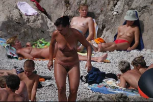 Nude beach girls in Krk, Croatia