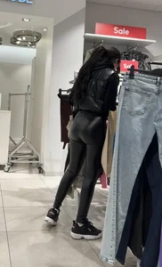 Hottest bubble ass in shiny black leggings