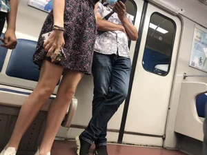 Long Thin Legs in a Dress - Subway Train Creepshots