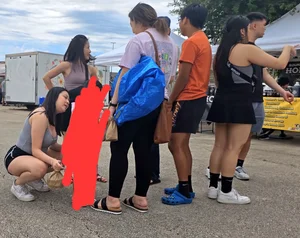 Busty asian with vpl