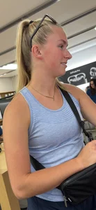 Cute blonde in lulu lemon shorts - amazing legs