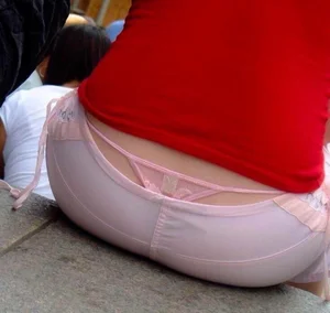 Bunch of girls with their thongs hanging out