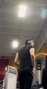 Black tight leggings with thong slightly showing (face pics included)