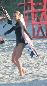 Hot surfer chicks out in the water