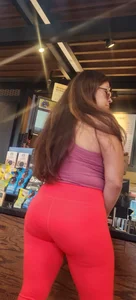 Bubble butt milf in red yoga pants (second time capping her)