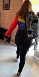 Thicc ass in leggings and a glimpse of her friend