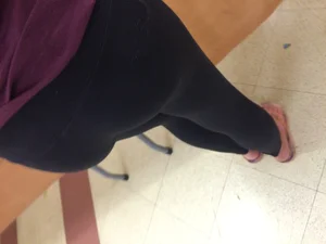 Hot Booty in Yoga Pants Office Closeup Photo