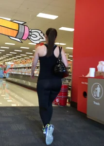 Big assed brunette in leggings at Target