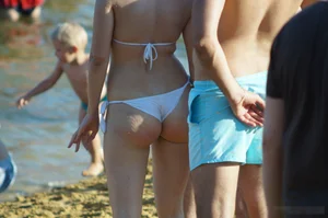 Sexy Girl in Bikini Beach Closeup Pics