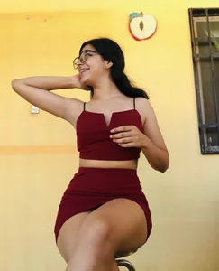 Hot Girl Wearing Glasses in a Top And a Short Skirt, Great Ass