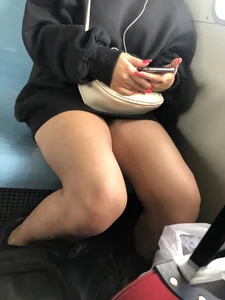 Girl in Mini Shorts Sitting in a Public Train, Then Standing Up Creepshots Gallery