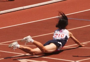 Athlete Falling Sport Candid - Skinny Muscular Legs