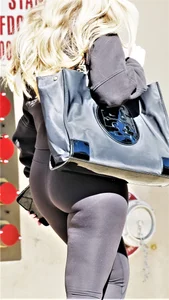 Blonde PAWG in black