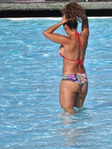Hot ass milf with an amazing body at the pool