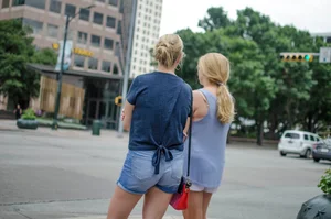 A bunch of chicks in shorts