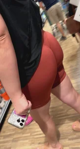 Thick blonde mom shopping in biker shorts w/ vtl