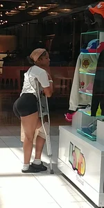 Petite Black girl on Crutches. Amazing Ass!