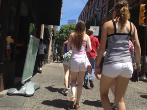Philly girl with a nice ass in white shorts with vpl