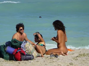 Nude beach and topless girls