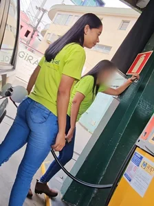 Beautiful gas station attendant