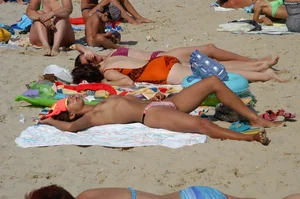 Verna topless beach girls out in the sun