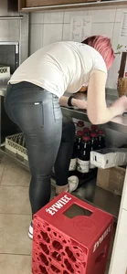 Redhead Milf Black Shiny Jeans (NOT OC)