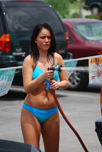 Various sexy girls at car washes in bikinis