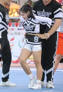 Bunch of athletic Thai cheerleaders at a competition