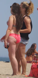 Group of sexy girls on the beach in bikinis with nice bodies