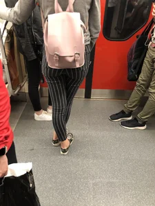 Sexy Booty in Striped Pants Subway Train Creepshot