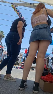 [oc] Beautiful lady with nice legs and sexy denim skirt