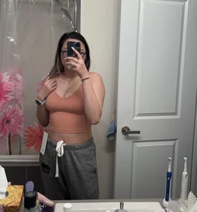 Nice Girl in a Top Mirror Bathroom Sefie