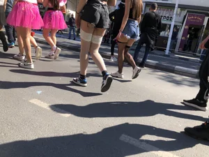 Carnival girls wearing pantyhose, spandex shorts, stockings, skirts and other outfits