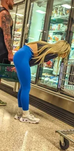 Fit Blonde with a tight ass bends over at the grocery store (oc)